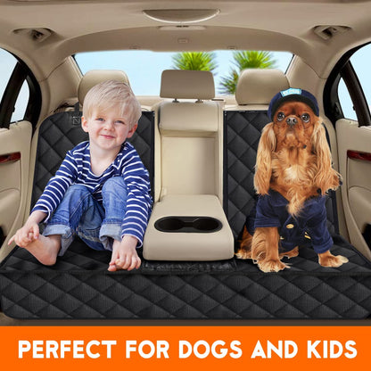 Dog Car Seat Cover, Back Seat Cover for Dogs Pet, Waterproof Rear Seat Cover Durable  Seat Cover, Fits Middle Armrest for Most Cars Suvs Trucks (53” Width)- Black