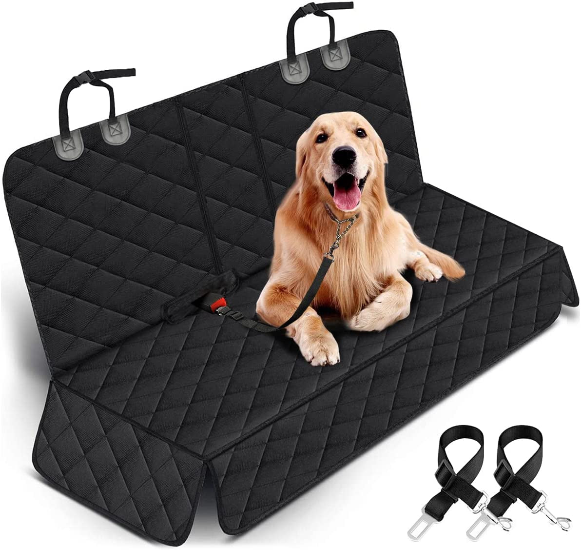 Dog Car Seat Cover, Back Seat Cover for Dogs Pet, Waterproof Rear Seat Cover Durable  Seat Cover, Fits Middle Armrest for Most Cars Suvs Trucks (53” Width)- Black