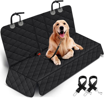Dog Car Seat Cover, Back Seat Cover for Dogs Pet, Waterproof Rear Seat Cover Durable  Seat Cover, Fits Middle Armrest for Most Cars Suvs Trucks (53” Width)- Black